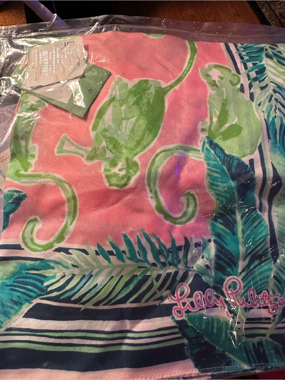 Lilly Pulitzer Pink & Green Monkey Business Scarf